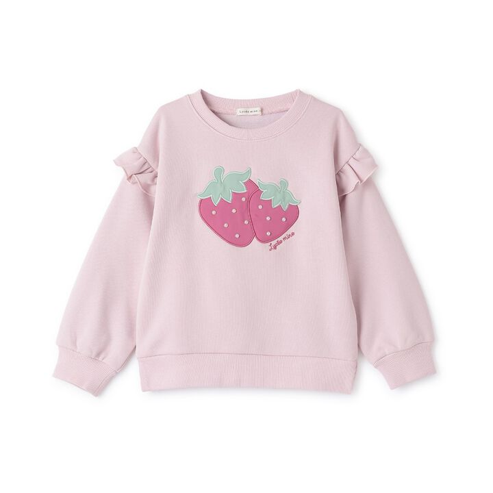 Quick-Dry Fleece Strawberry Appliqu&eacute; Sweatshirt,Black, medium image number 1