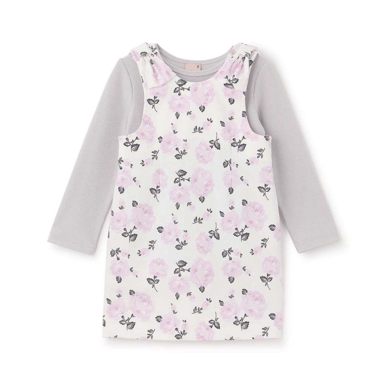 Link Shoulder Ribbon Jumper Skirt Set,Navy, large image number 6