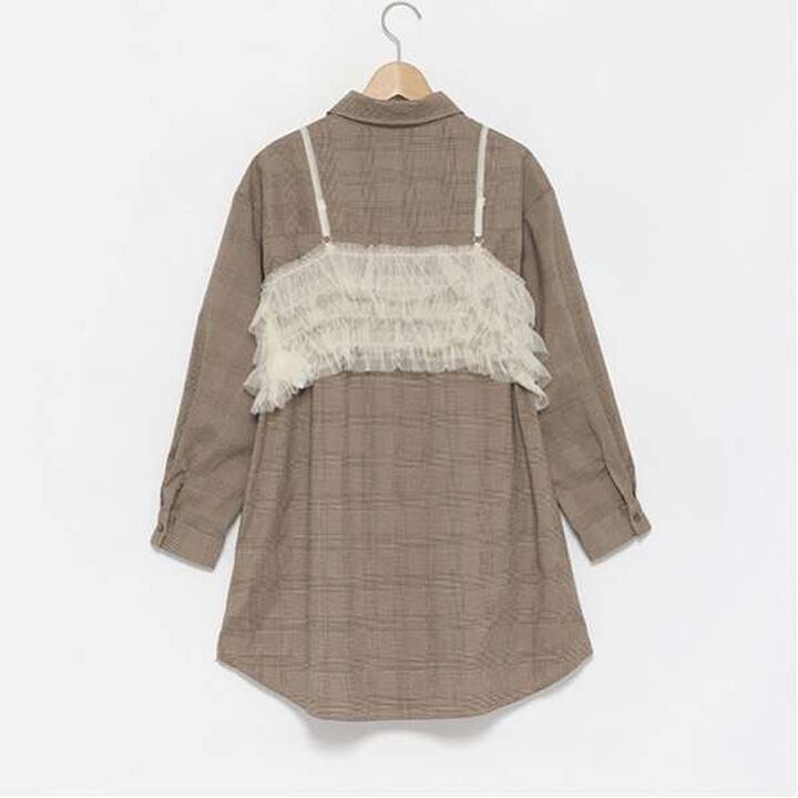 Glen Checkered One-Piece Dress with Bustier,Gray, medium image number 5