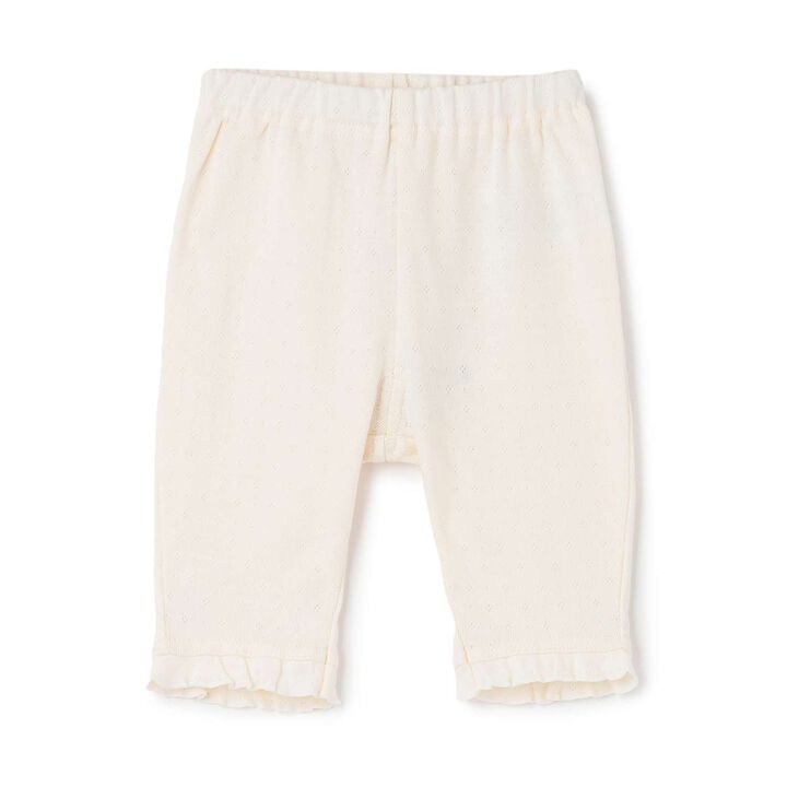 Affordable Hem Frill 3/4 Length Leggings,Off white, medium image number 1