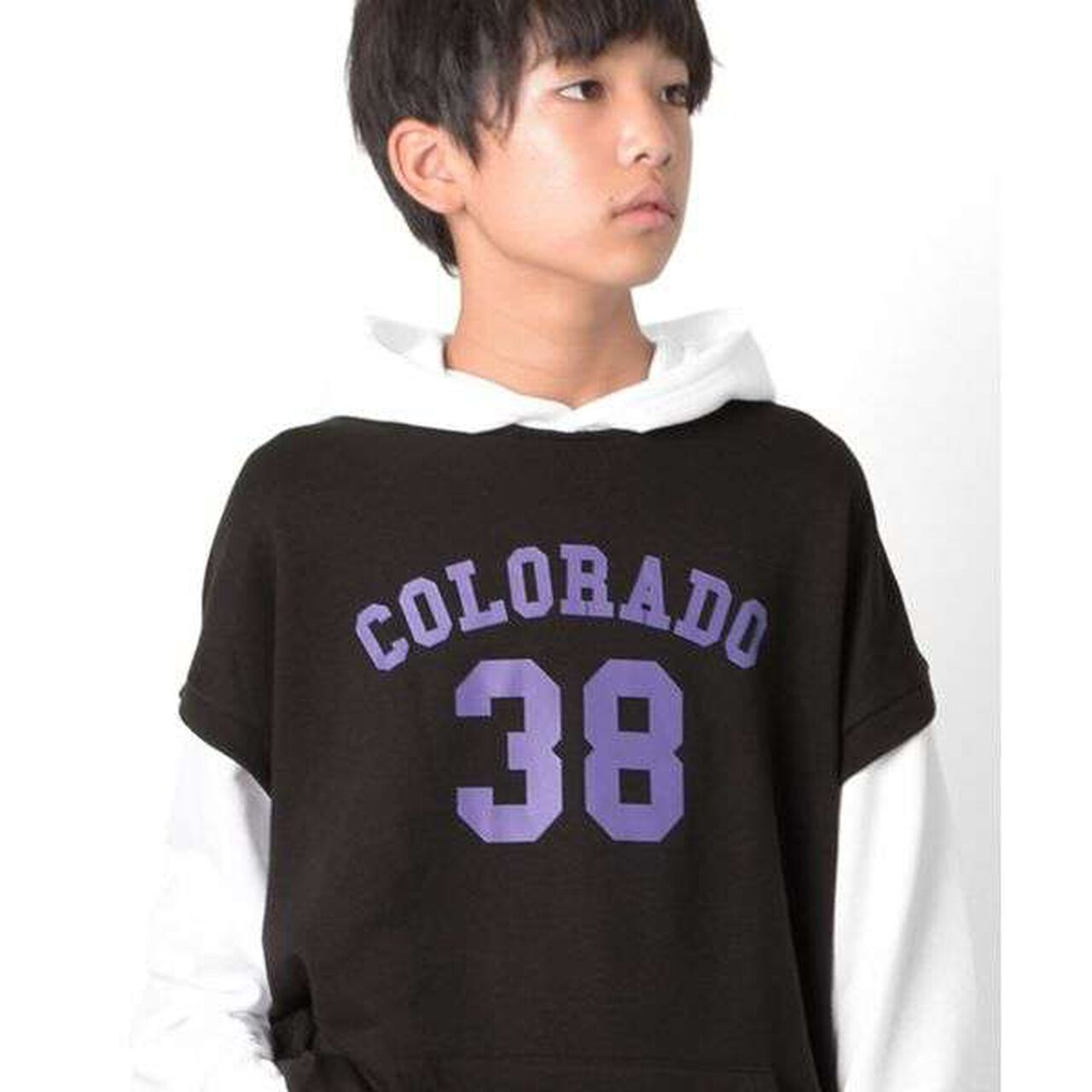 Front Logo Print Layered Style Big Parka,Green, large image number 15