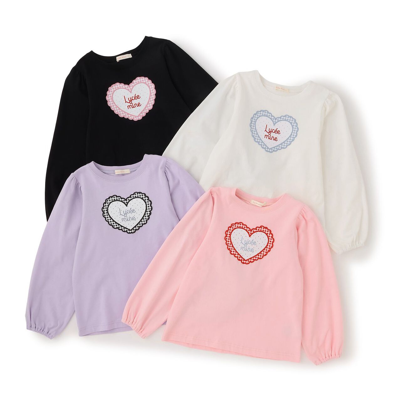 Quick-Dry UV Heart Print Puff Sleeve T-Shirt [Lycee Mine Ballet Series],Lavender, large image number 9