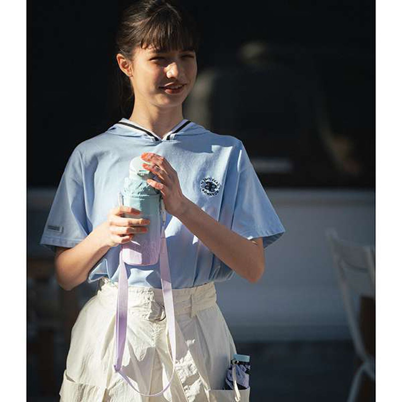 Lightweight Gradient Tulip Pattern Water Bottle (480ml),Emerald green, large image number 8