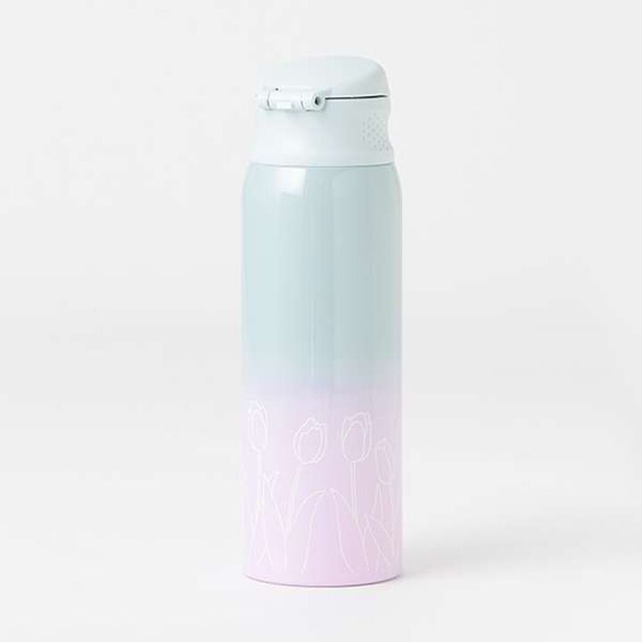Lightweight Gradient Tulip Pattern Water Bottle (480ml),Emerald green, medium image number 1