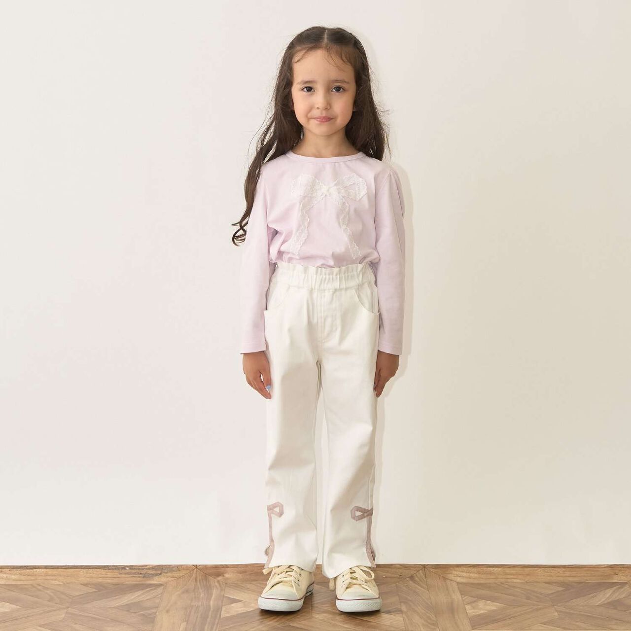 Decorative Ribbon Side Slit Stretch Pants,Ivory, large image number 22