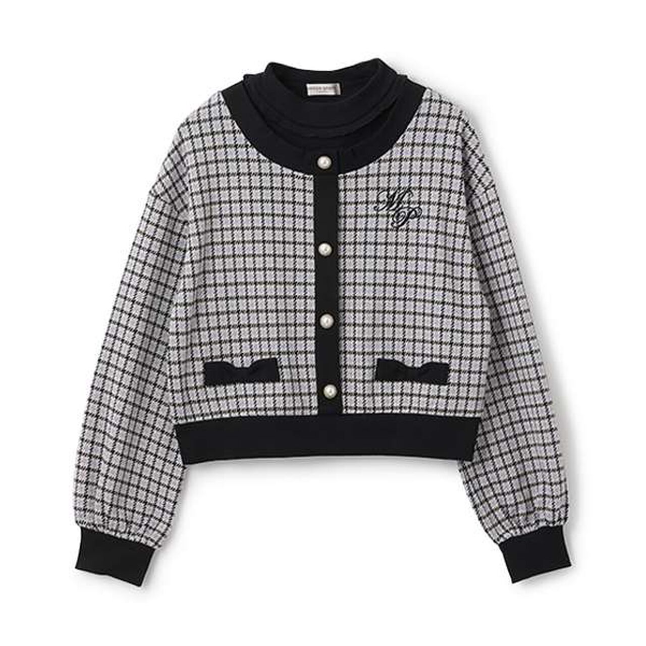 Houndstooth Layered Sweatshirt,Beige, large image number 9