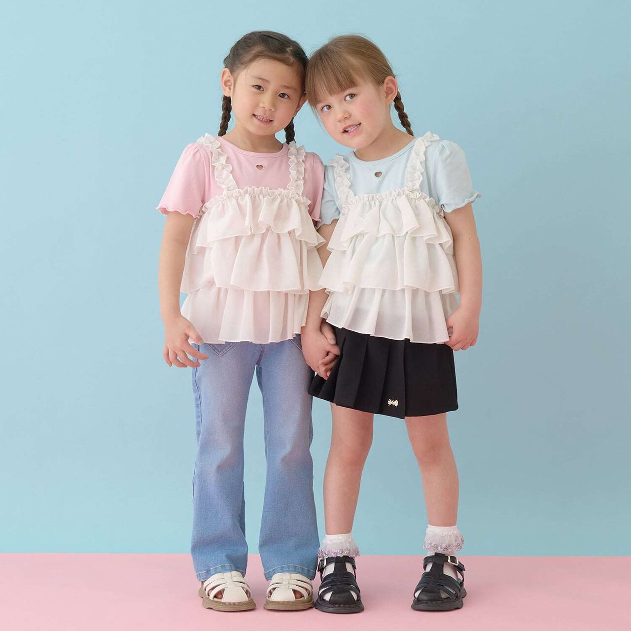 [Either Way Is Fine] UV Protection & Cool Touch Tiered Camisole Docking T-Shirt [Kids Girls],Mint, large image number 31