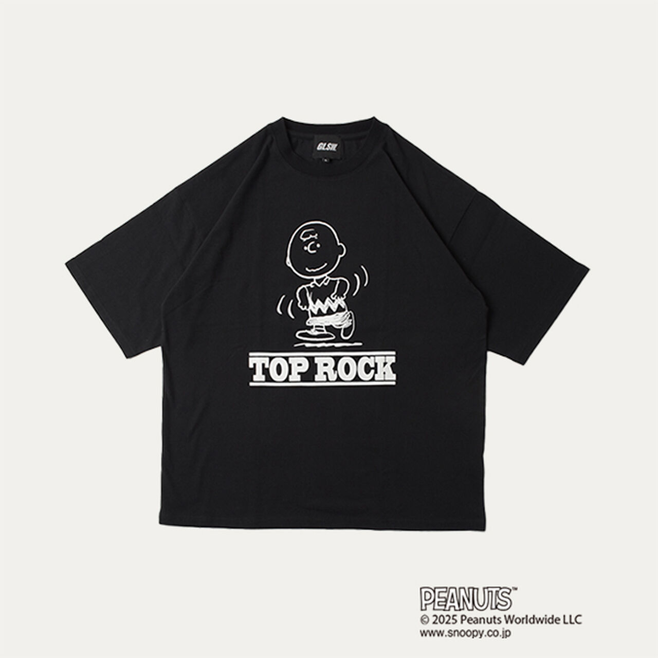 [GLSW.] [PEANUTS] Charlie Brown Top Lock Front Print T-Shirt,Black, large image number 6