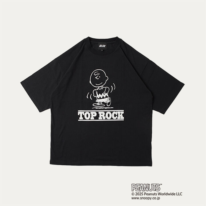 [GLSW.] [PEANUTS] Charlie Brown Top Lock Front Print T-Shirt,Black, medium image number 6