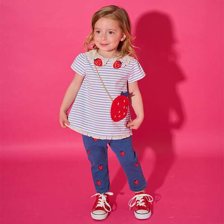 Strawberry Knit Denim Pants,Navy, medium image number 9