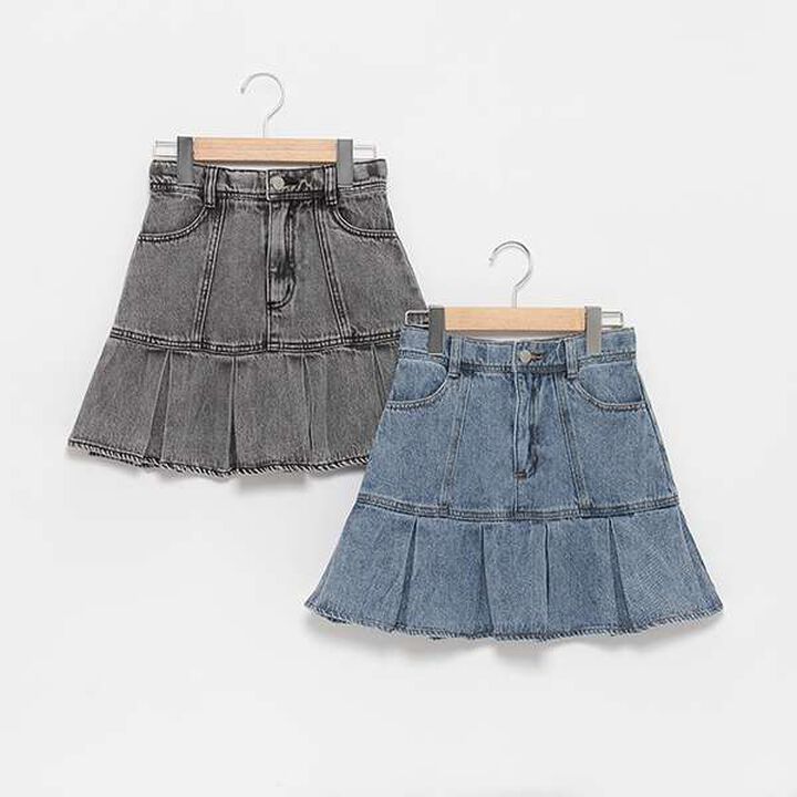LTXC - Denim Box Pleat Skirt with Inner Shorts,Blue, medium image number 16