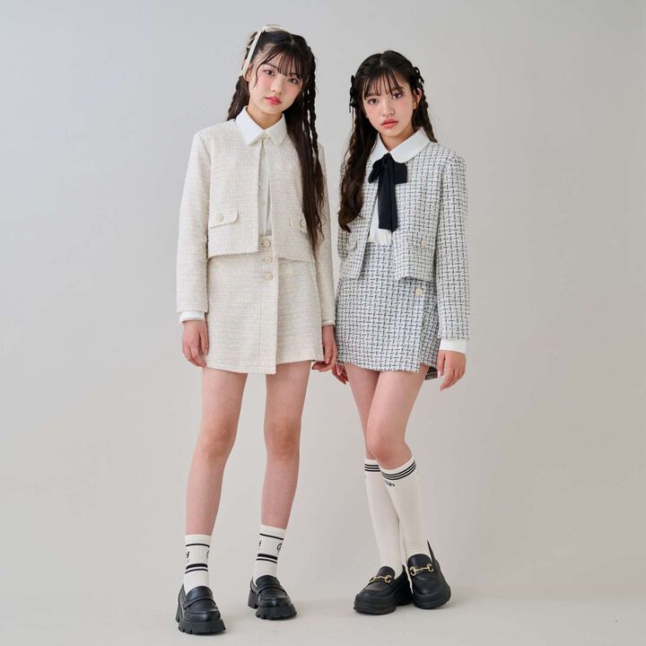 [Graduation Attire] Lame Tweed Outfit Set,Black, medium image number 1