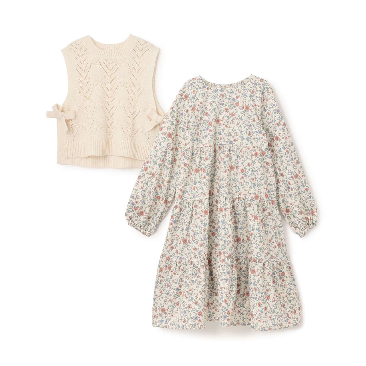 Link Tiered One-Piece Dress with Vest,Brown, large image number 2