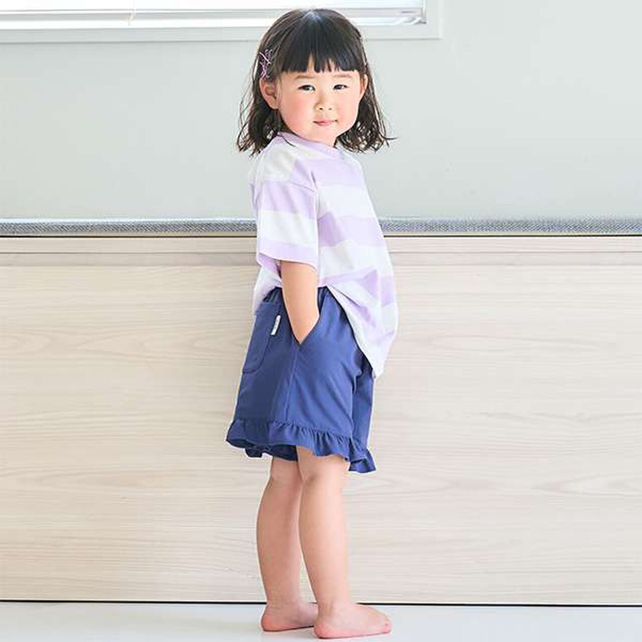 [100% Cotton 365D.] Assorted Stripe Wide Half T-Shirt,Emerald green, large image number 8