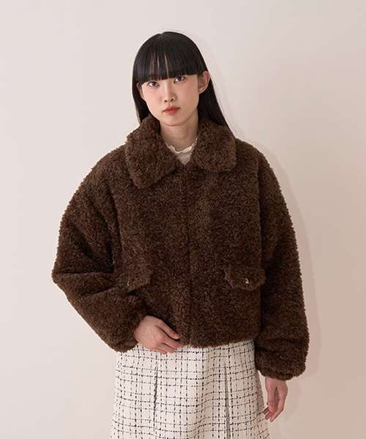 Poodle Faux Fur Coat,Brown, medium image number 9