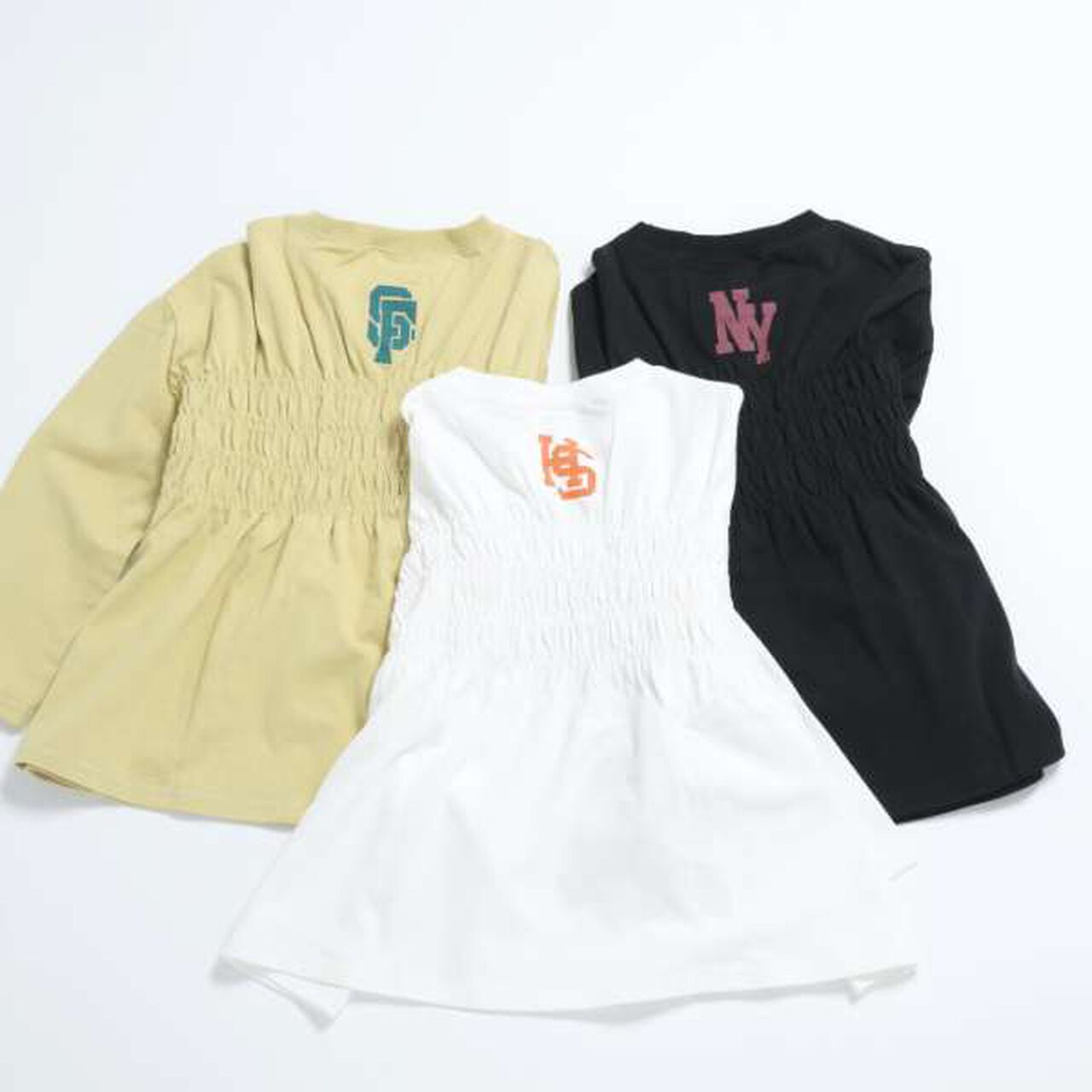 [Link] Team Logo Shirring Long Sleeve T-Shirt,Off white, large image number 4