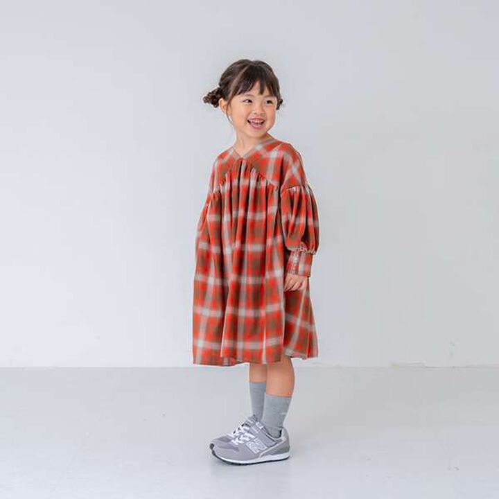 [Link] Ombre Check Volume Mini Dress,Black, medium image number 1