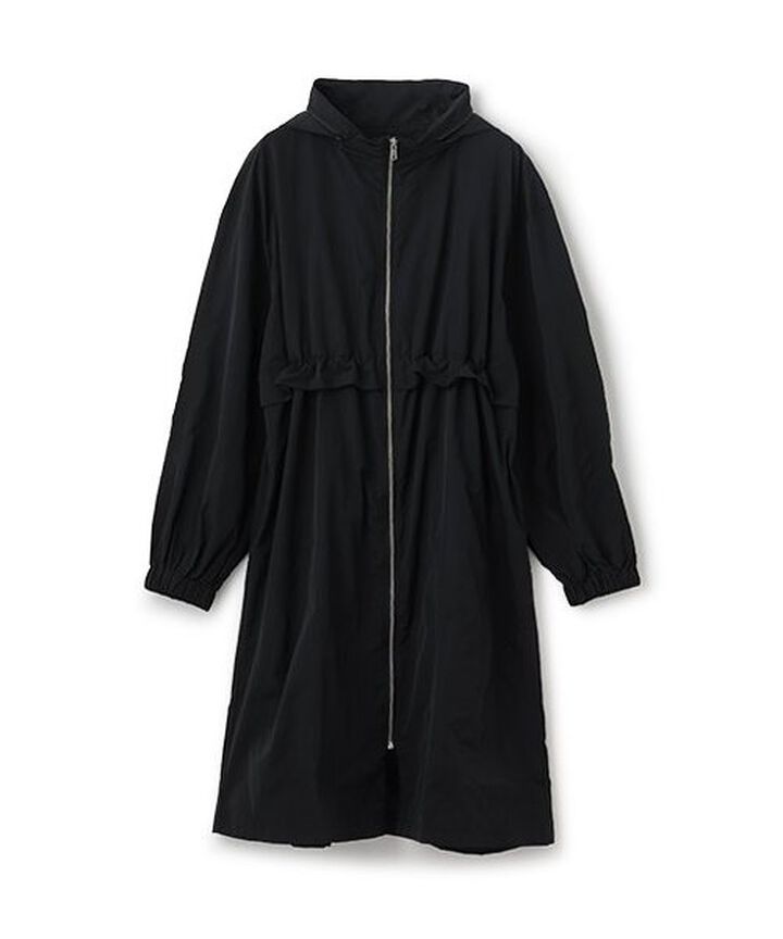 Drawstring Long Coat,Black, medium image number 0