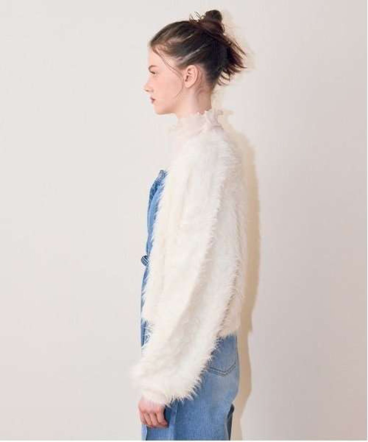 Shaggy Short Cardigan,Ivory, large image number 1