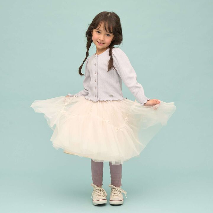 Lace Hem Frill 3/4 Leggings,Top gray, medium image number 9