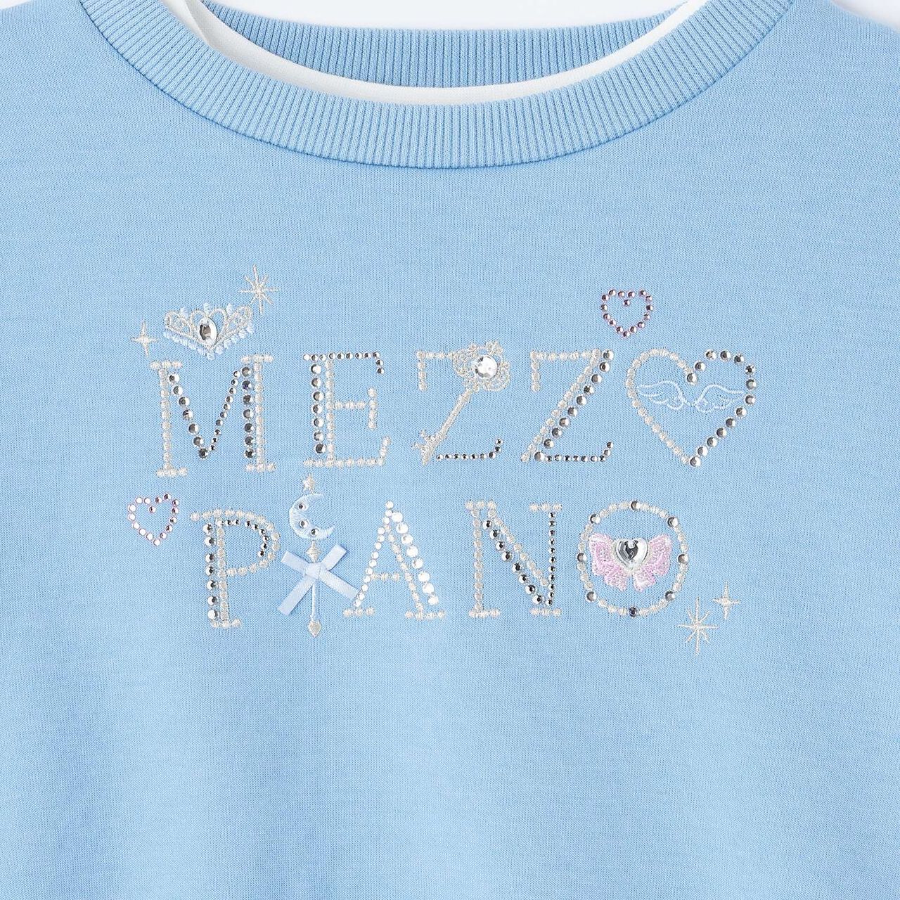 Rhinestone Logo Sweatshirt & Tulle Hem T-Shirt Set,Off white, large image number 6