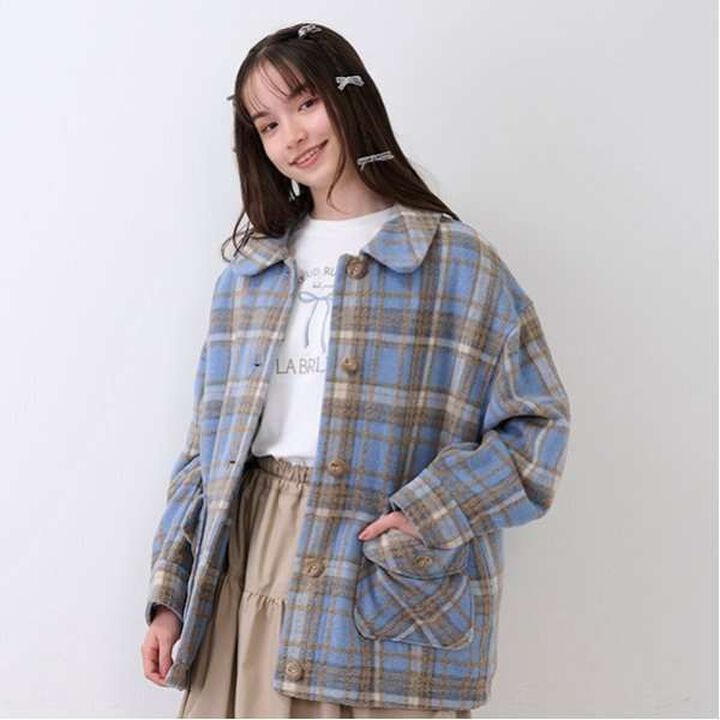 Check Cocoon Coat,Navy, medium image number 7