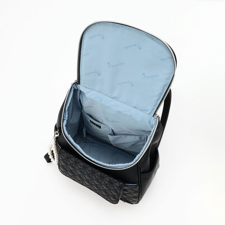 Quilted Design Bucket Backpack,Black, medium image number 10