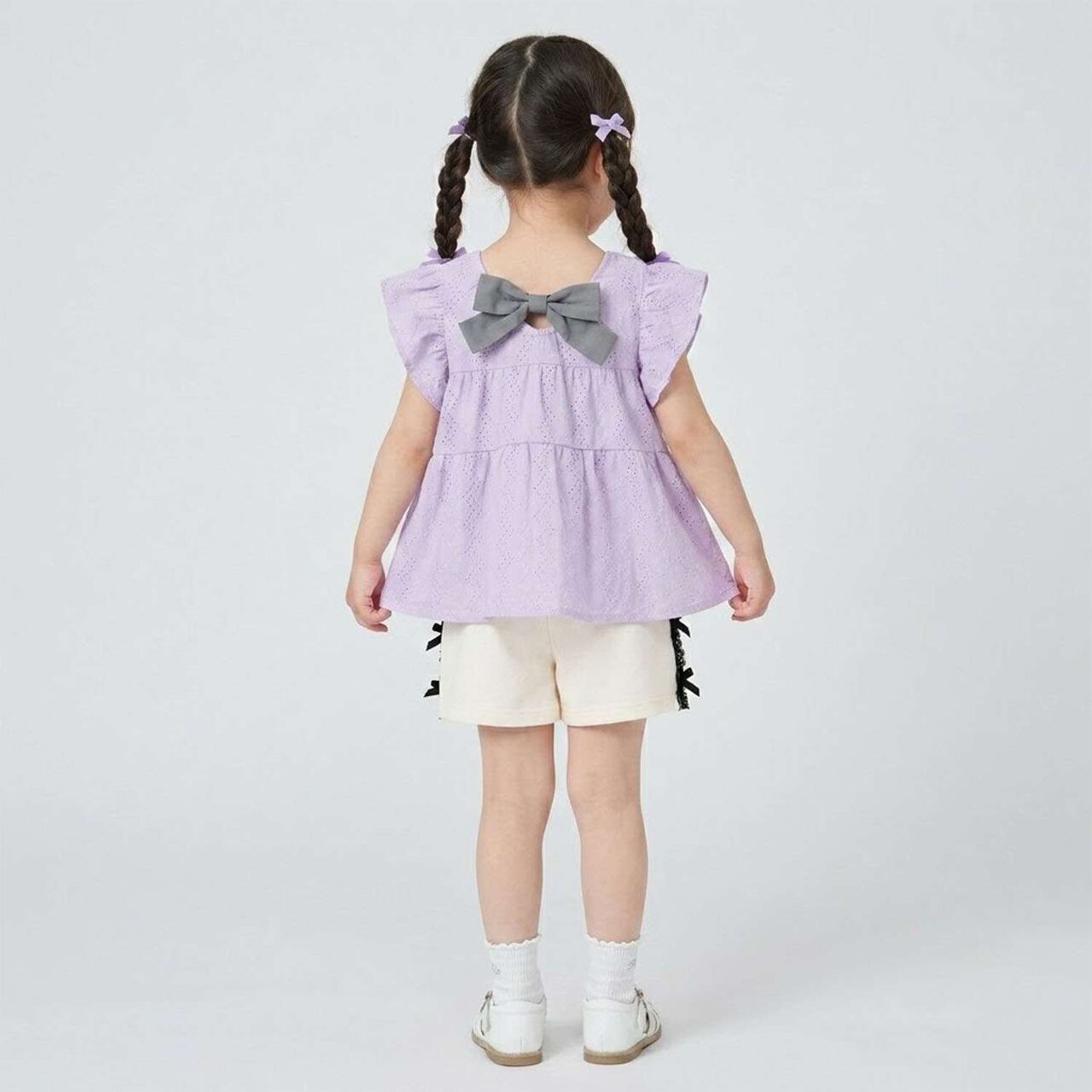 Floral Embroidered Cotton Lace Tunic,Off white, large image number 3