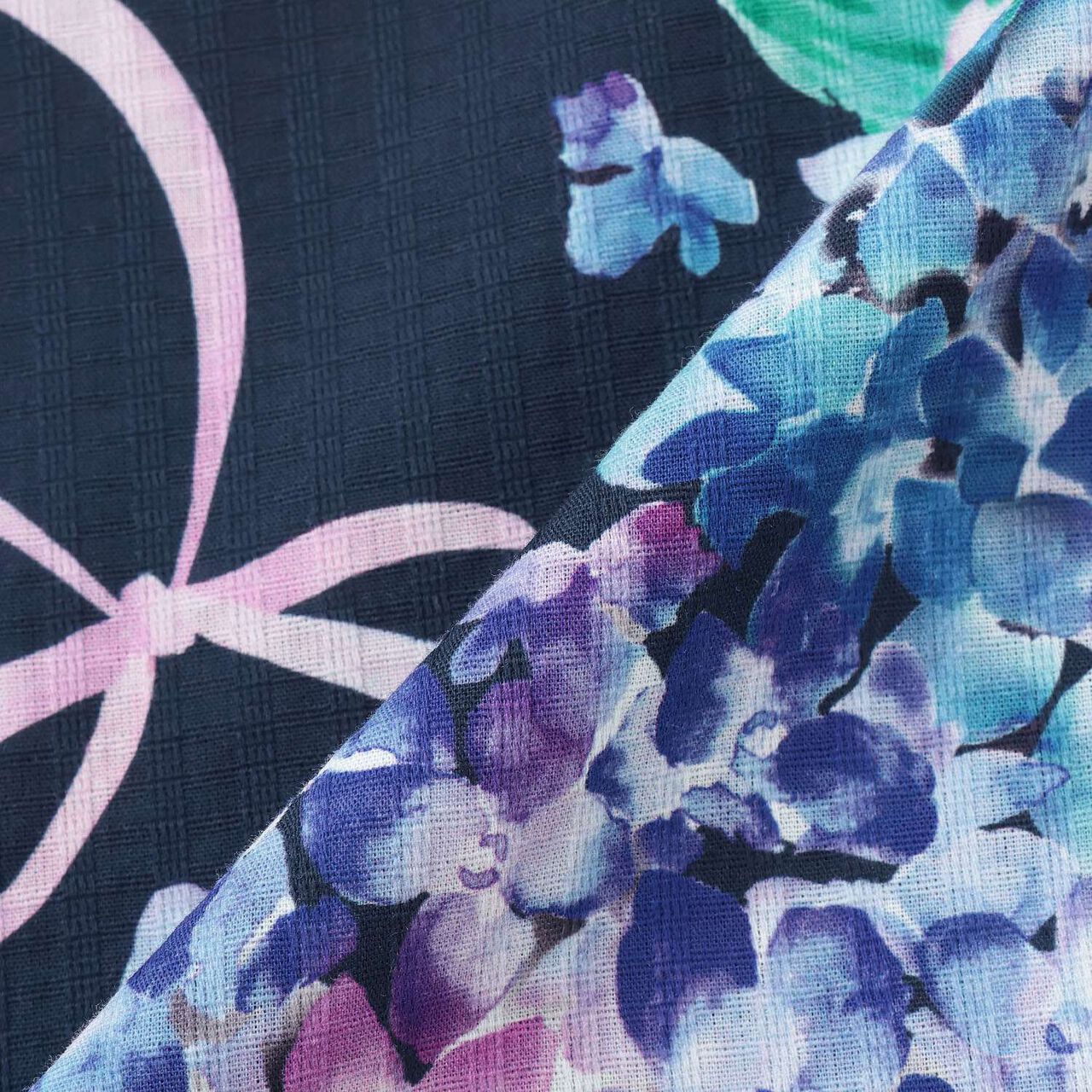 [Cool Touch] Hydrangea Pattern 2WAY Yukata,Navy, large image number 16