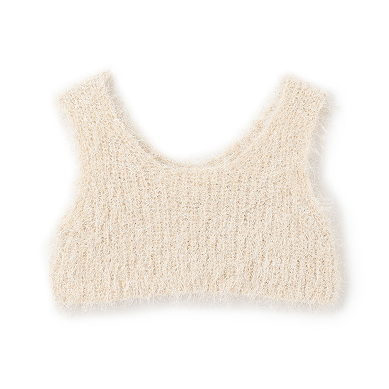 [Either Way Fine] Lame Feather Knit Vest,Light beige, large image number 3