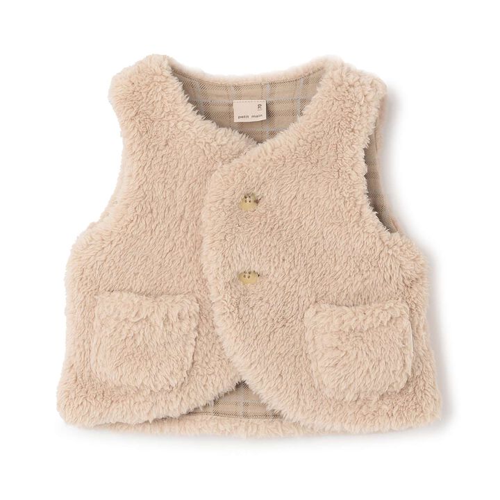 [Antibacterial Deodorizing] Boa Vest,Beige, medium image number 0