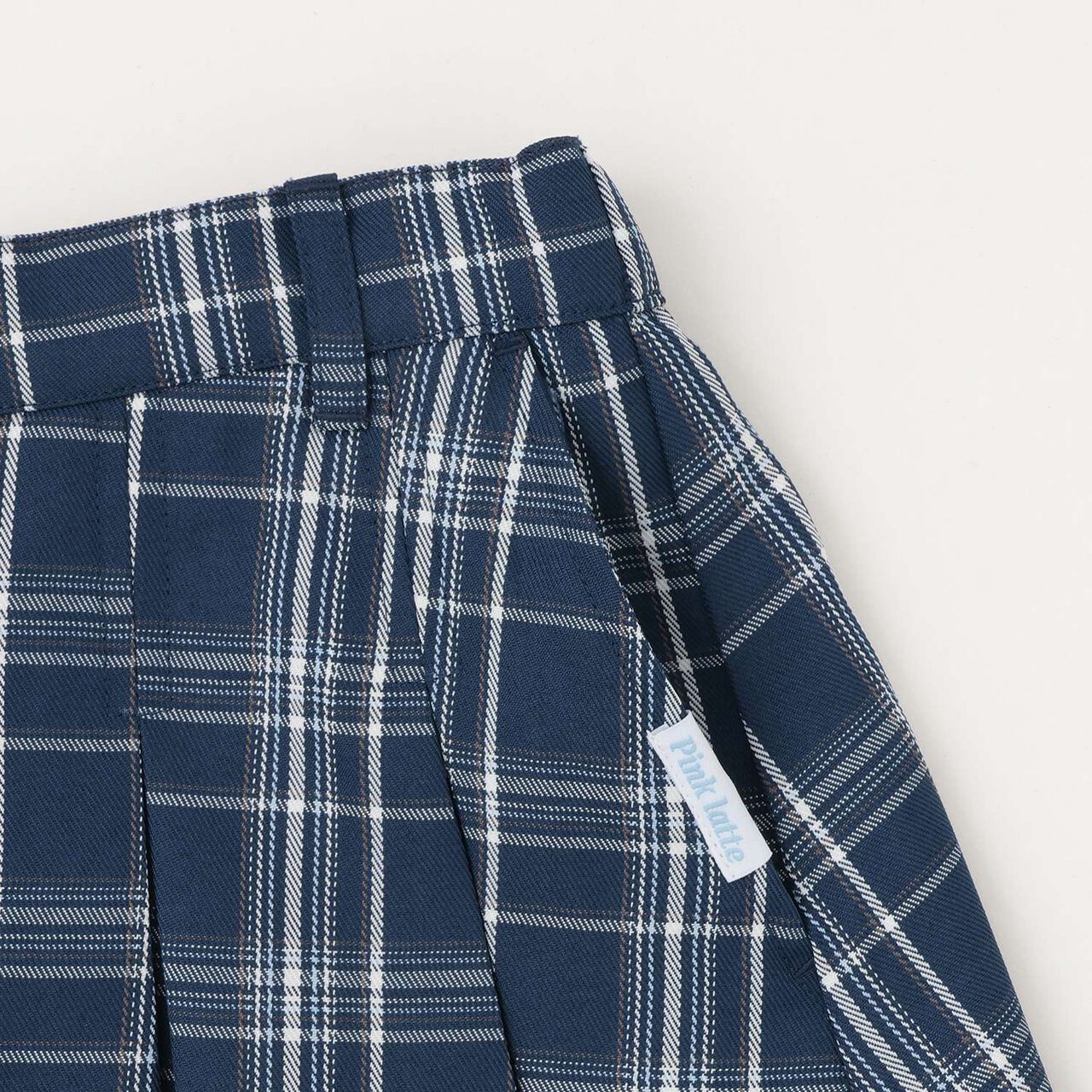 Checkered Front Pleated Skirt,Light beige, large image number 4