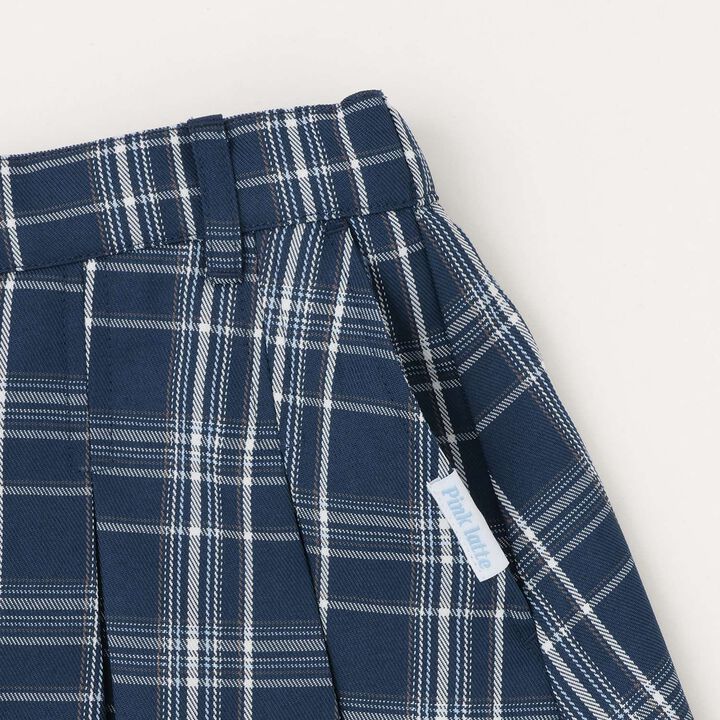 Checkered Front Pleated Skirt,Light beige, medium image number 4