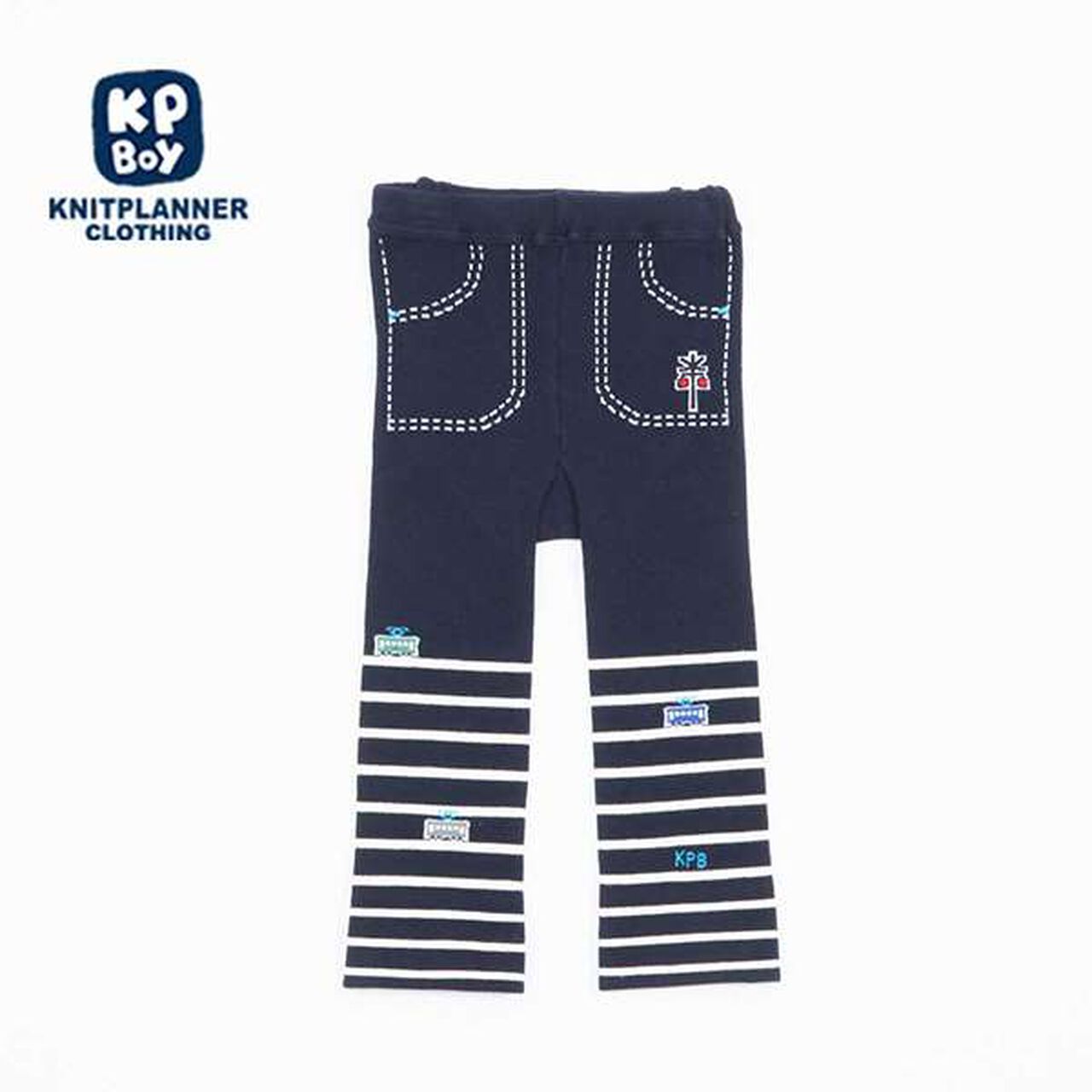 [Made in Japan] KPBOY Baby Tights with Train Pattern (80-90),Navy, large image number 0