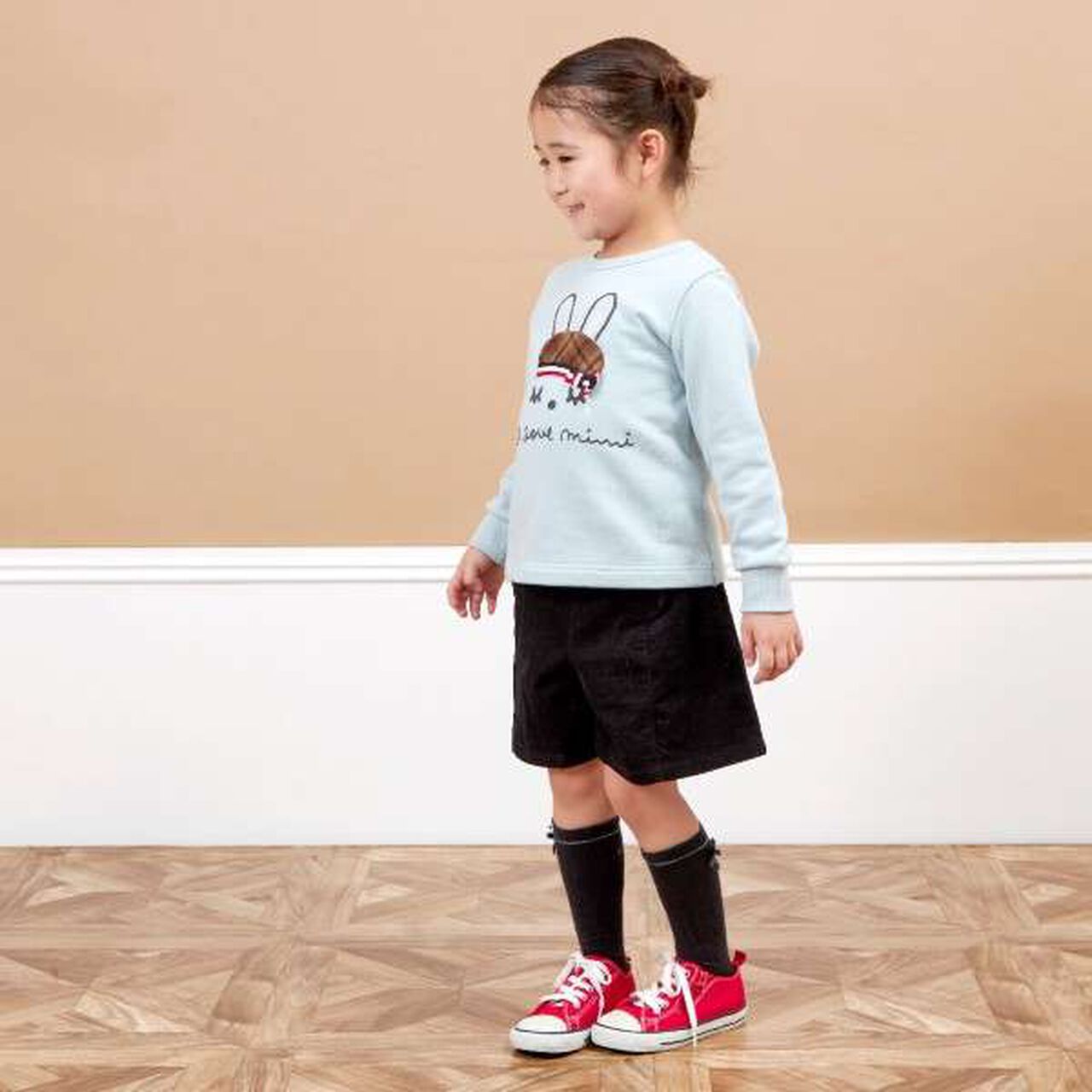 KP Beret Hat Mimi Appliqué Sweatshirt (80-150),Black, large image number 11