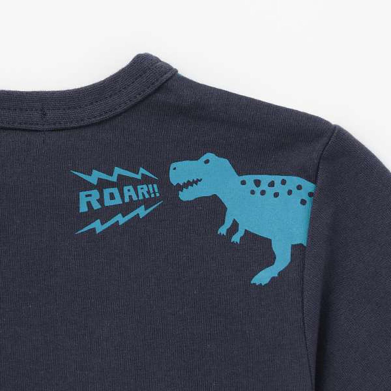 Dinosaur Stripe Pattern Long-Sleeve T-Shirt,Top gray, large image number 6