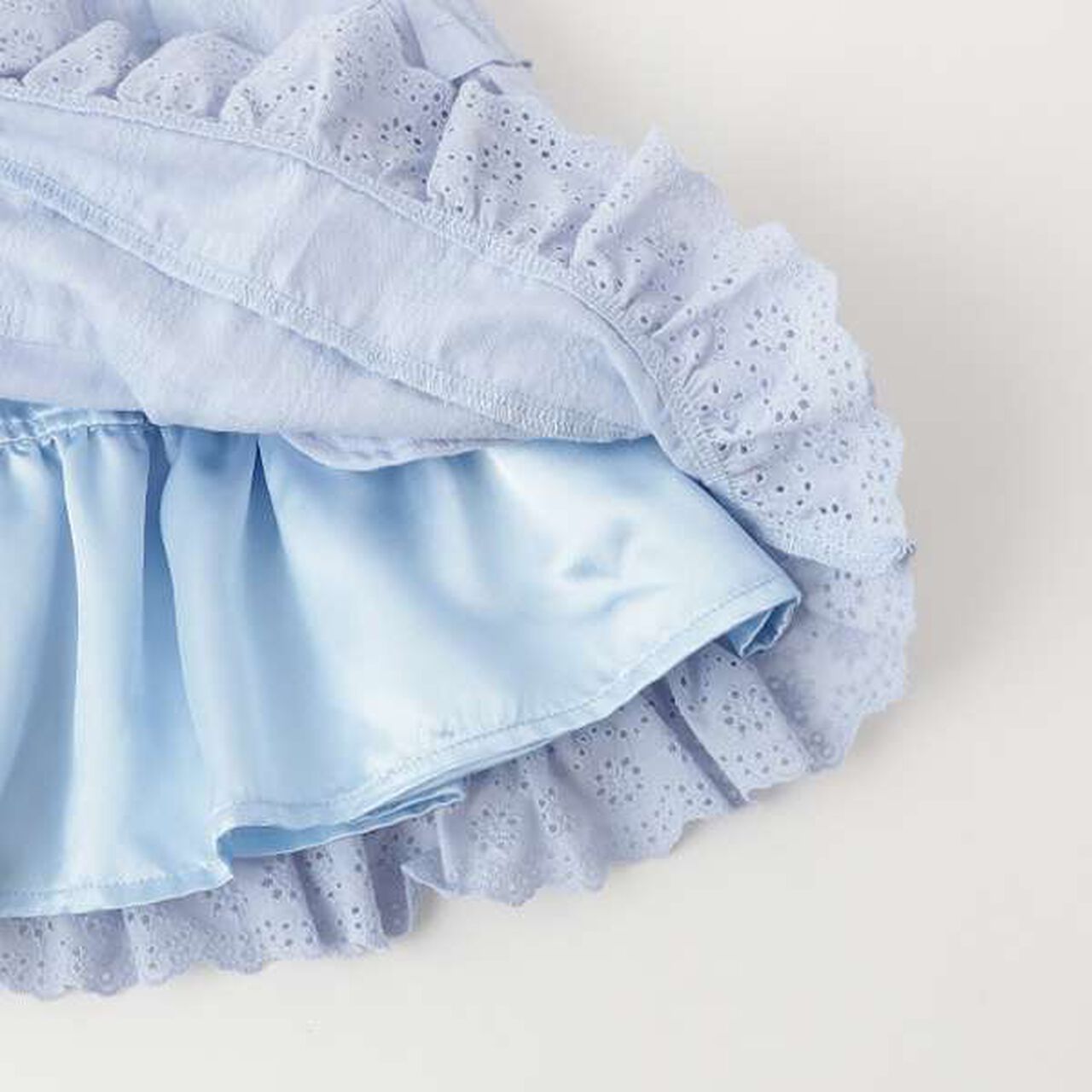 Cotton Tiered Skirt,Sax blue, large image number 8
