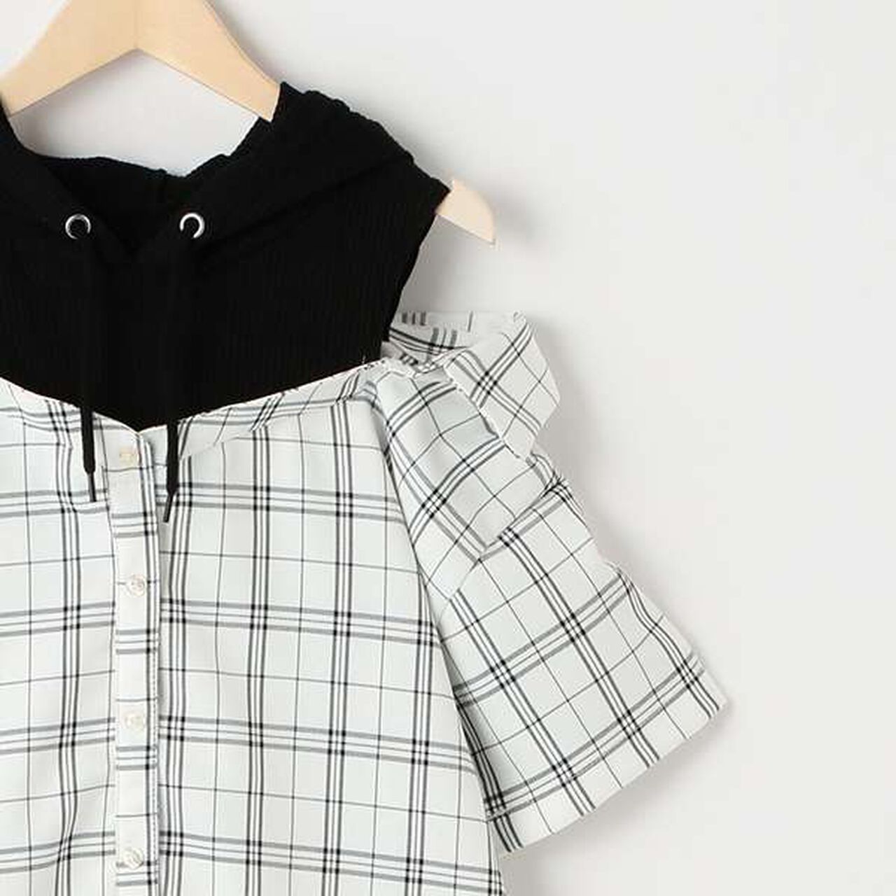 Layered Shirt One-Piece Dress,Off white, large image number 3