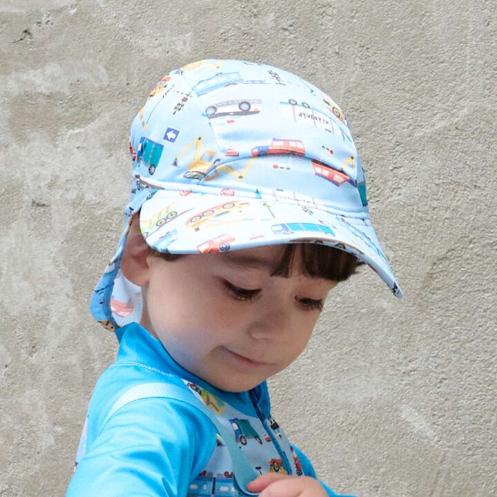 [SWIM] All-Over Pattern Swim Cap with Sunshade,Turquoise, medium image number 0