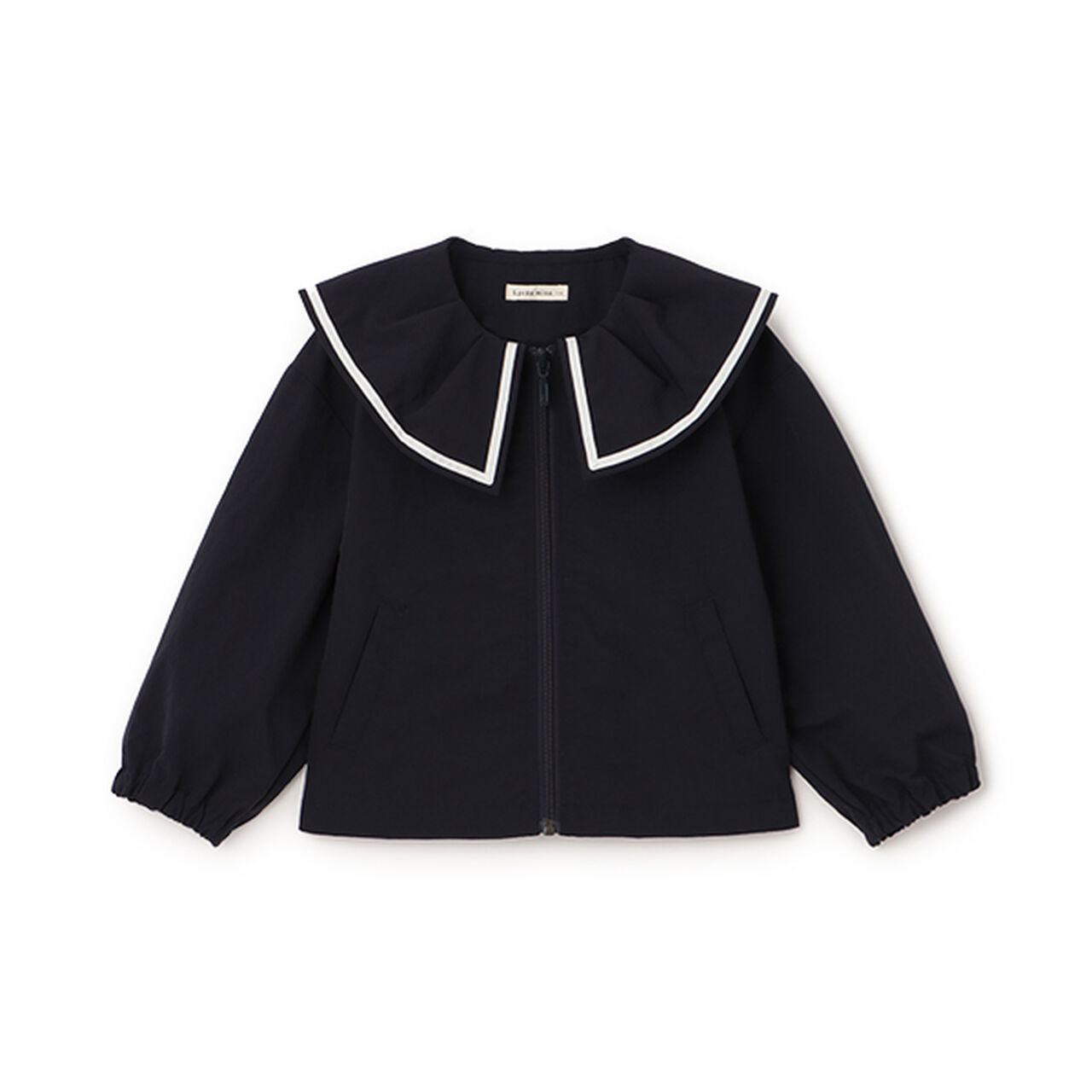 Frill Collar Windbreaker,Navy, large image number 3