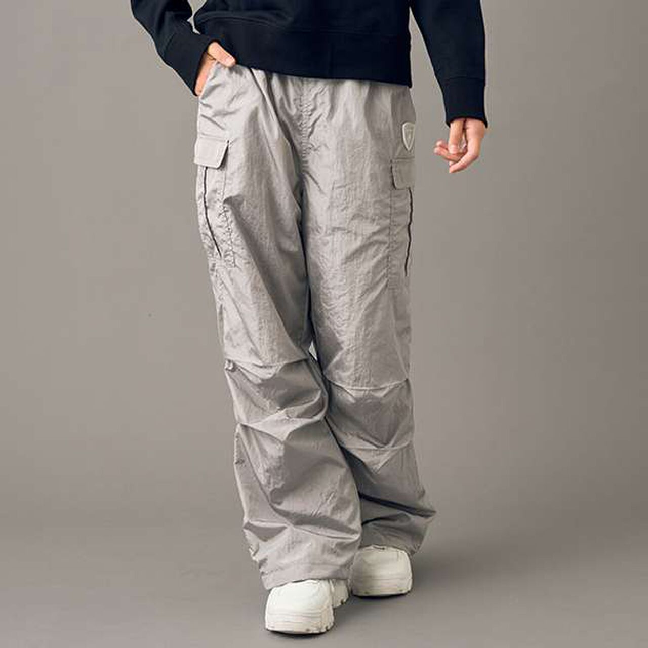[AMI] Shiny Track Pants,Silver gray, large image number 0