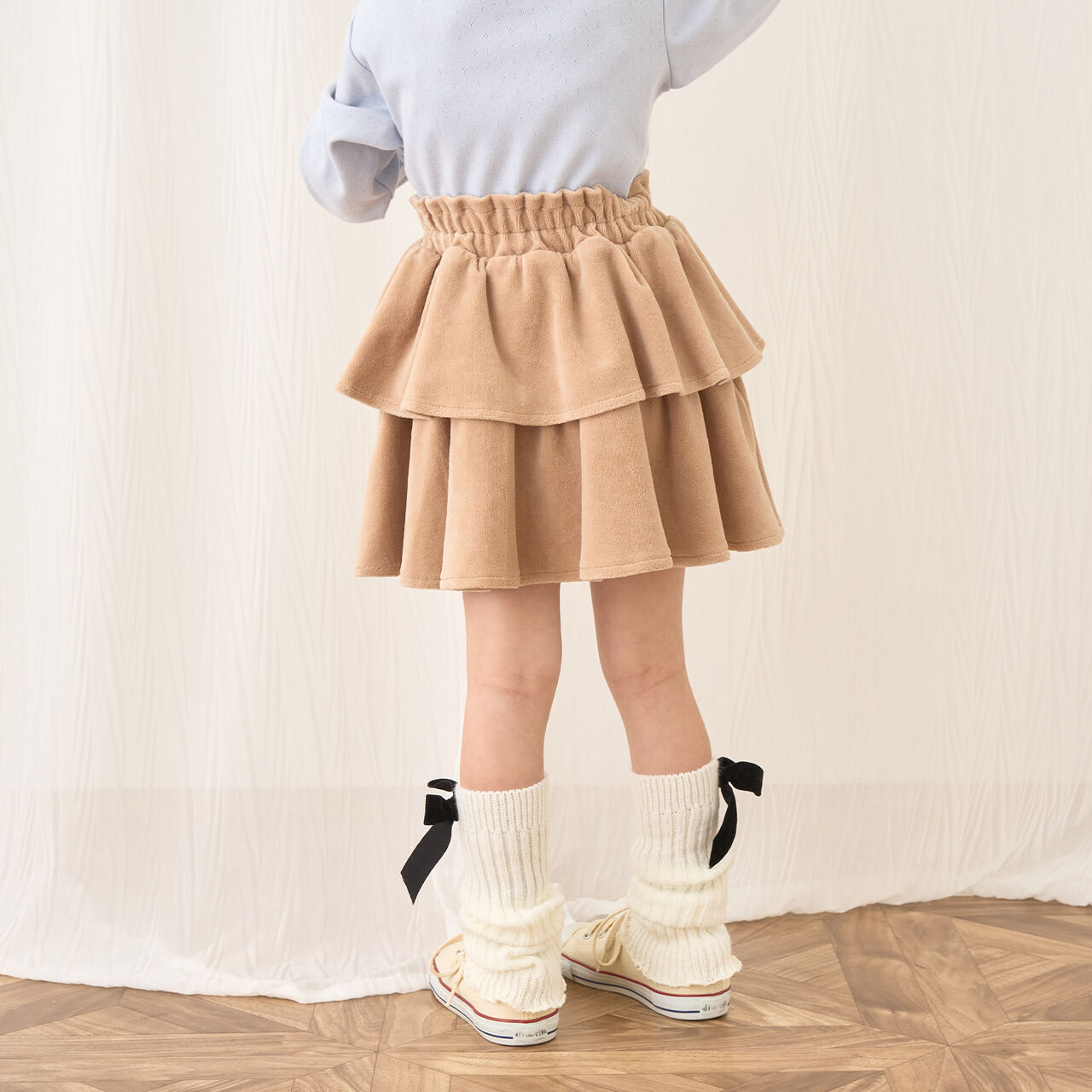 Plush Velour Coordinatable Tiered Skirt,Black, large image number 23