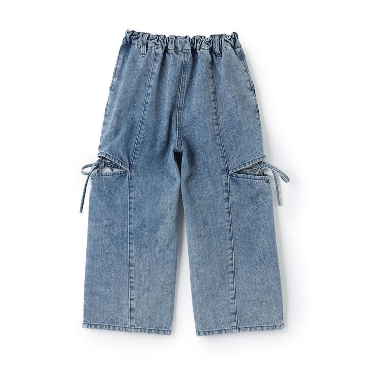 Denim Slit Wide Pants,Blue, medium image number 11