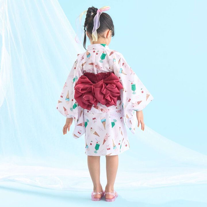 [Easy Wear♪] Cool Touch 4-Way Separate Yukata with Obi Belt (Kawaii) [Kids Girls],Dark red, medium image number 25