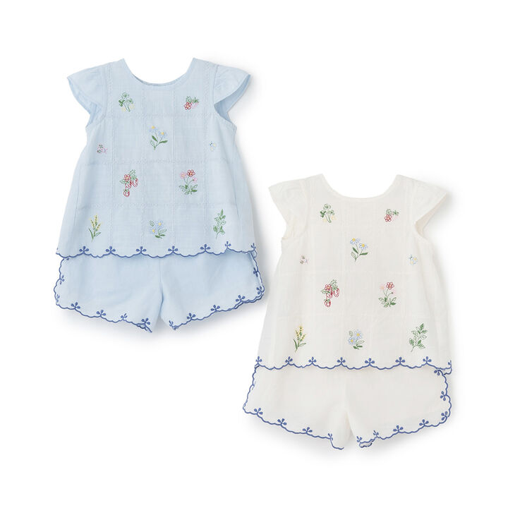 [Link] Indian Cotton Embroidery Outfit Set,Pearl white, medium image number 18