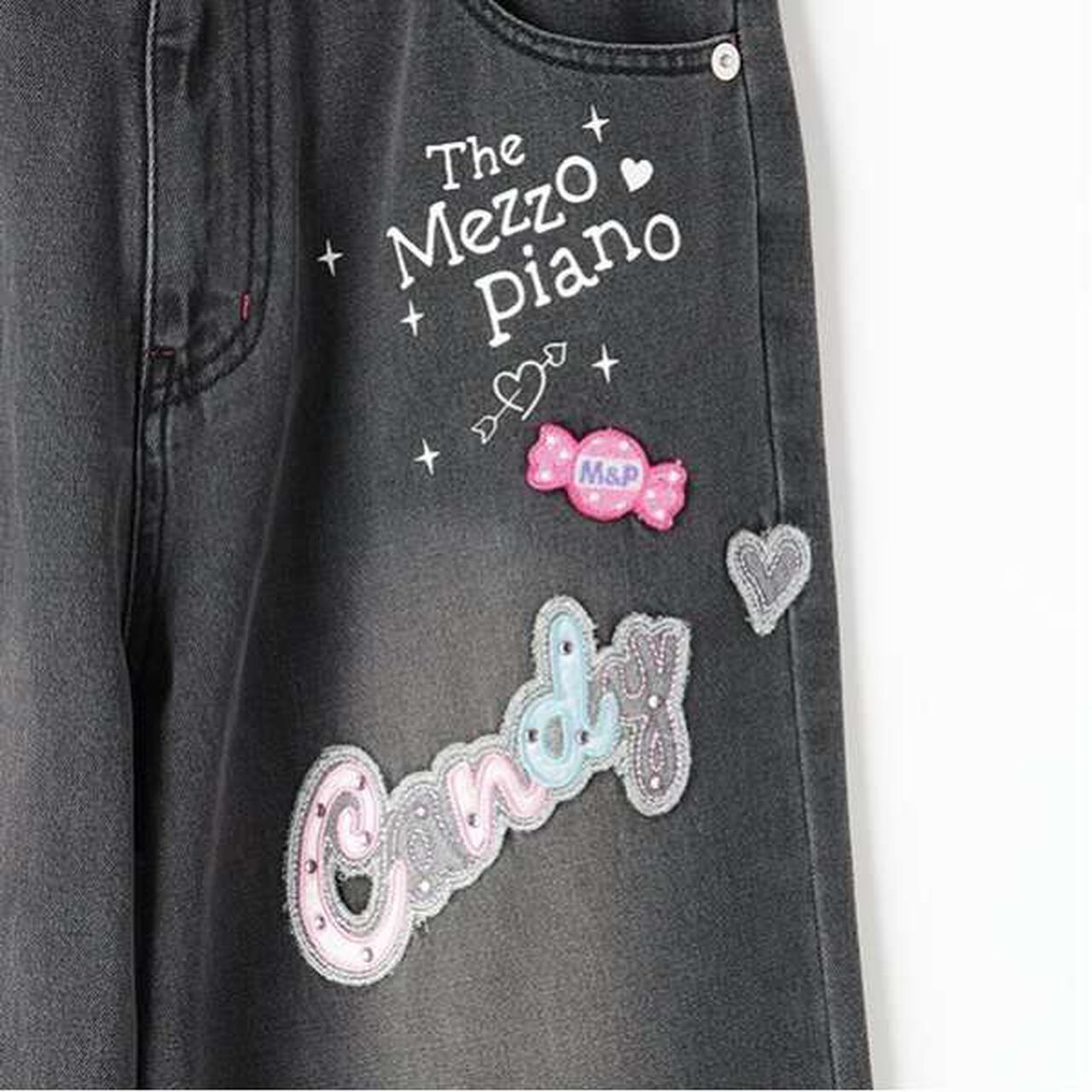 Reissue ♪ Decorative Wide Denim Pants,Black, large image number 5