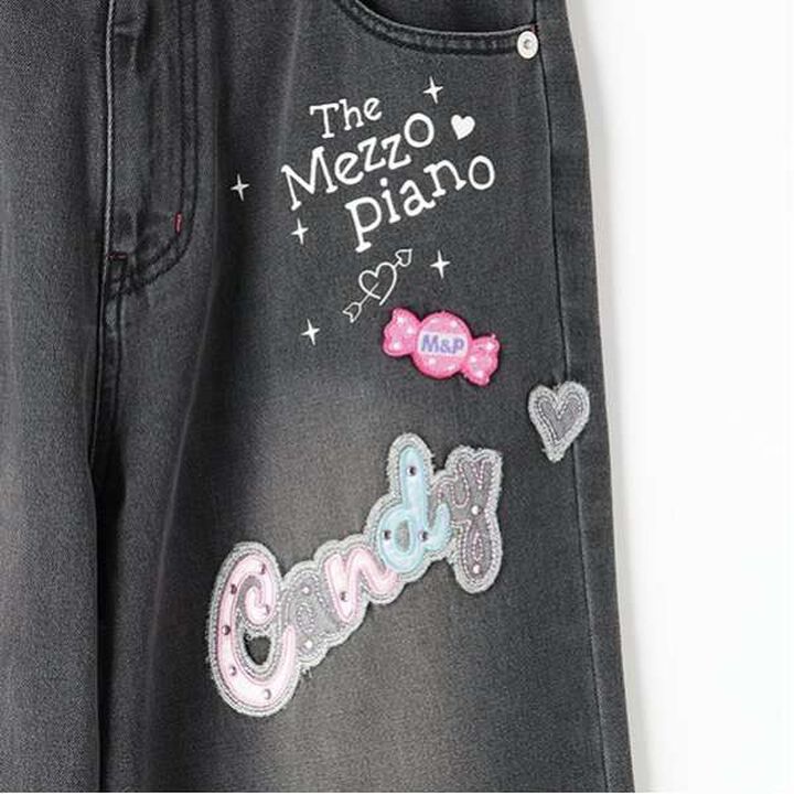 Reissue ♪ Decorative Wide Denim Pants,Black, medium image number 5