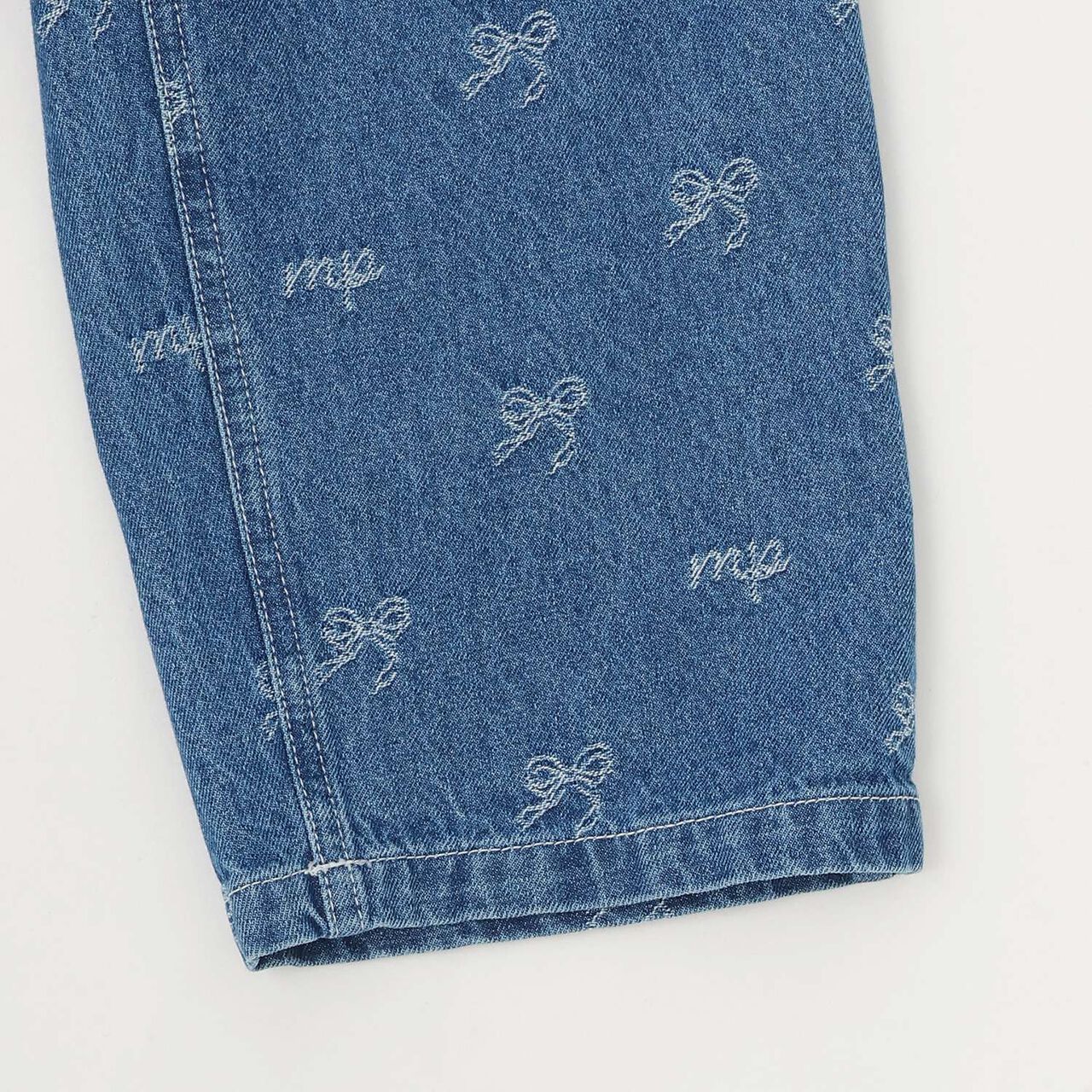 Ribbon Jacquard Denim Wide Pants,Gray, large image number 9