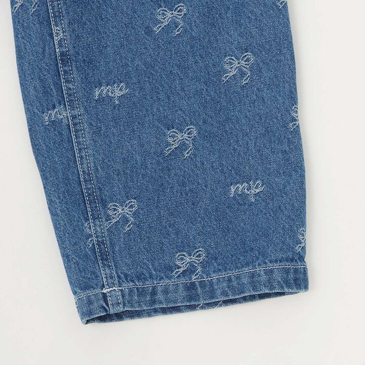 Ribbon Jacquard Denim Wide Pants,Gray, medium image number 9