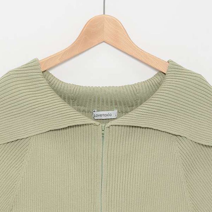 Big Collar Zip Knit,Off white, medium image number 11